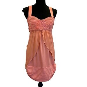 Supertrash peach pink draped chiffon sleeveless mini dress Sz M NWT